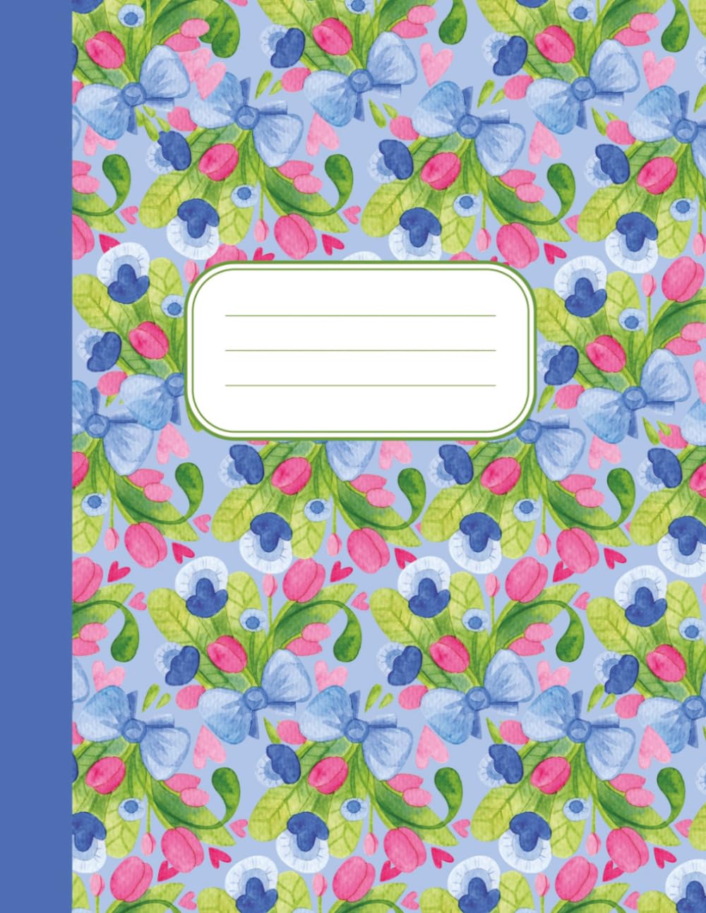 Notebook: Pink Blue Flowers Journal | 8.5 x 11, 120 Pages | Pretty Notebook for School, Work, Notes & Organisation