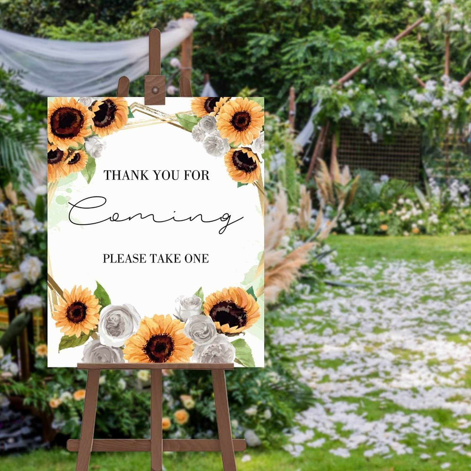 Letrero de bienvenida de boda personalizado para evitar confusiones en bodas exteriores