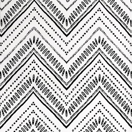 MulYeeh Papel tapiz de 17.5 x 236 pulgadas, diseño moderno de círculos ovalados a rayas negras y blancas, autoadhesivo, extraíble, prepegado,