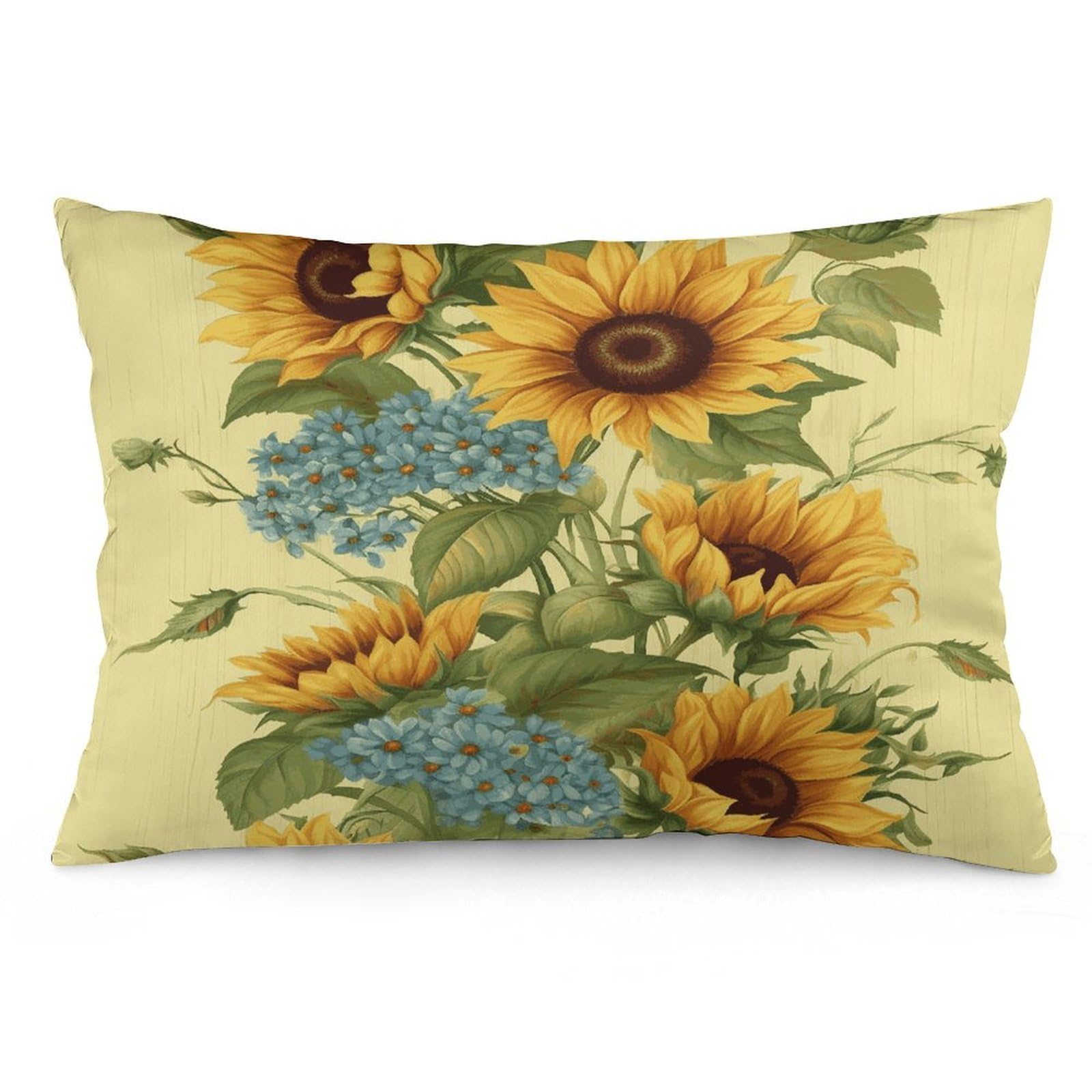 Sunflowers Throw Pillow Covers with Silent Zipper Polyester Pillow Protectors Removable Pillow Cases Soft Pillowcase Cozy Pillow Sham Cushion Cover for Sofa Car Bed 12 "x20