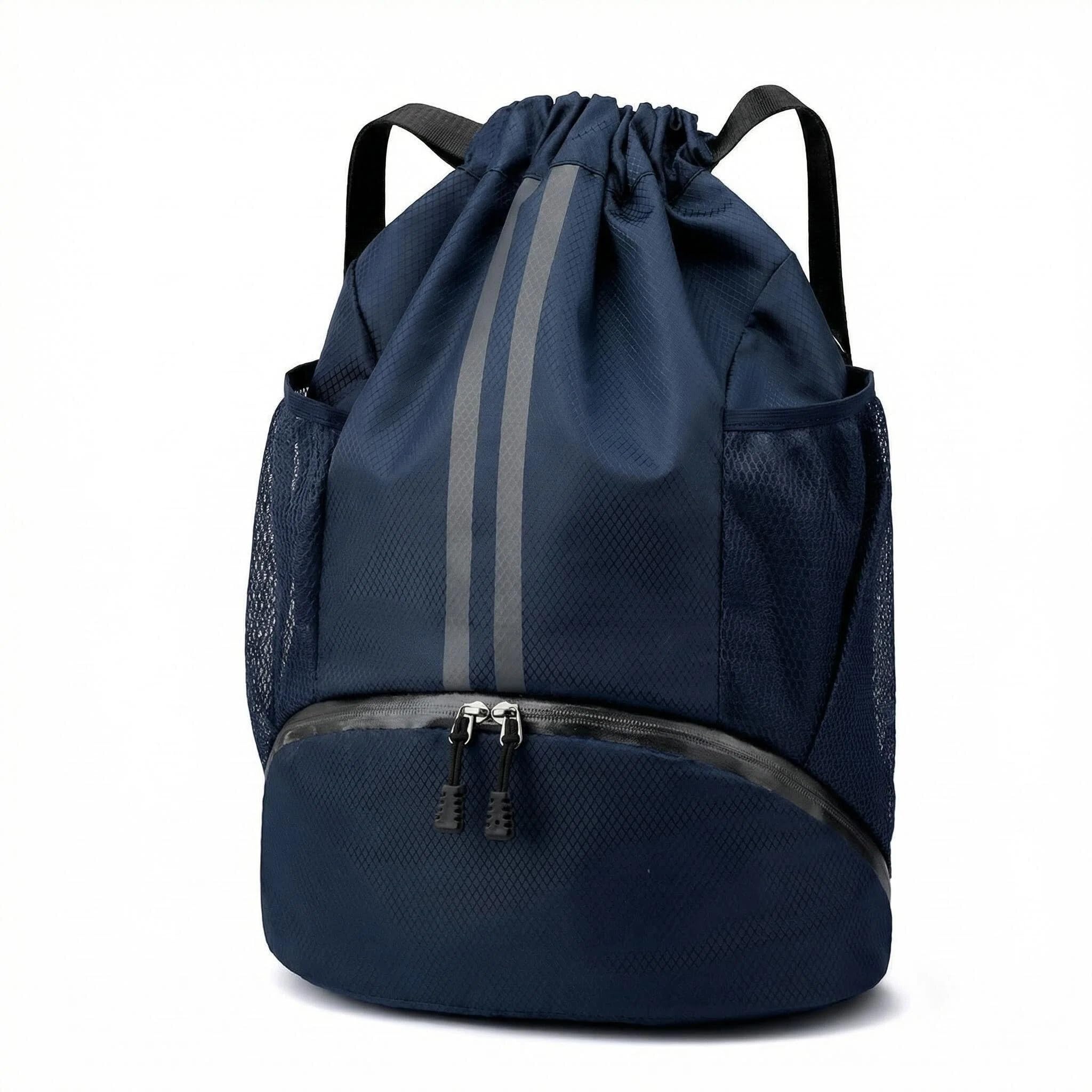 SINJAETRQ Drawstring Gym Bag-Waterproof Sports Backpack with Shoe Compartment and Wet Dry Separation, Large Unisex Swimming Bag with Mesh Fabric and Adjustable Shoulder Straps