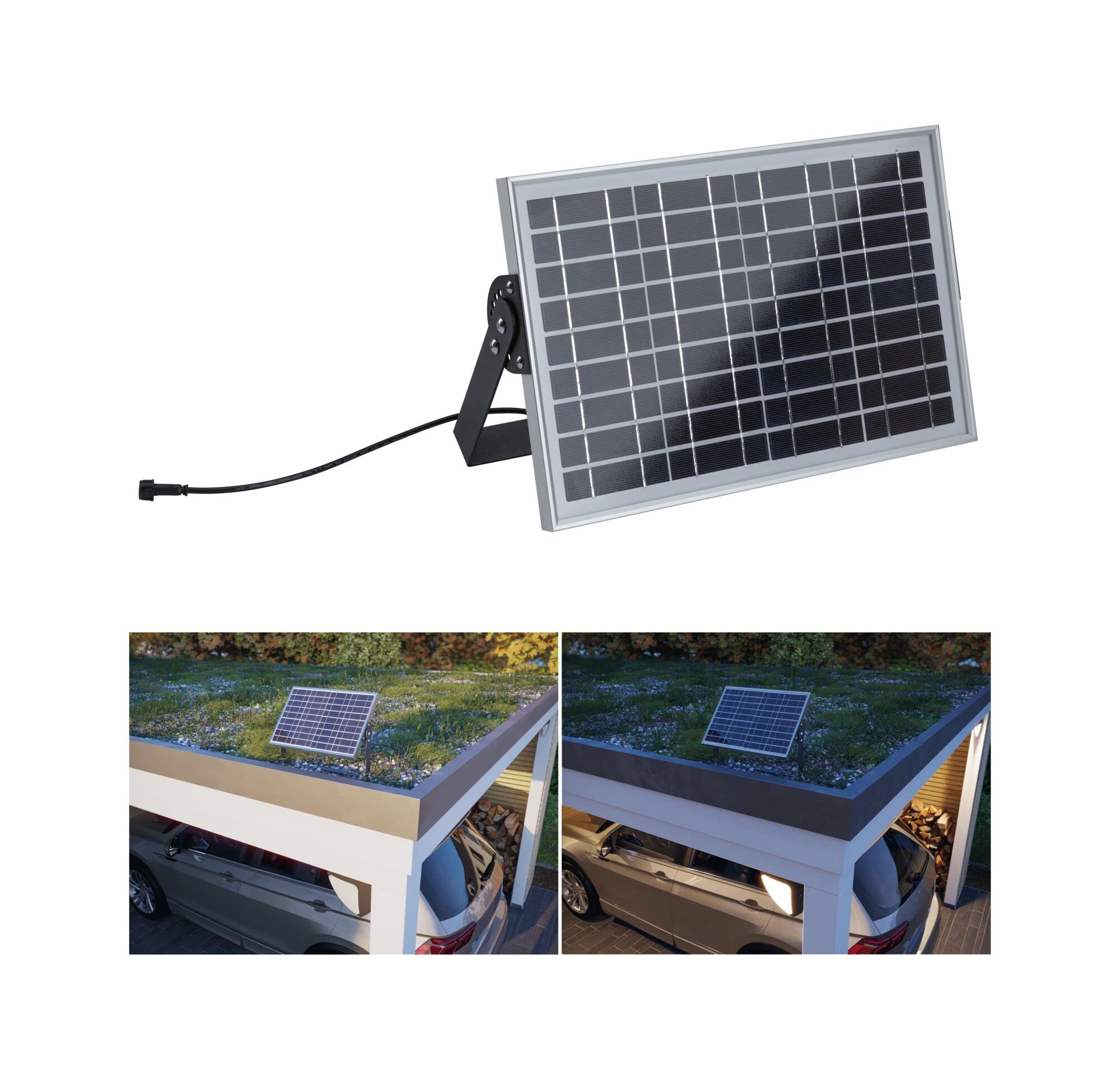 Paulmann 94551 Park + Light - Lámpara de exterior (IP65, máx. 5 W, luz solar, accesorio para garaje), color plateado