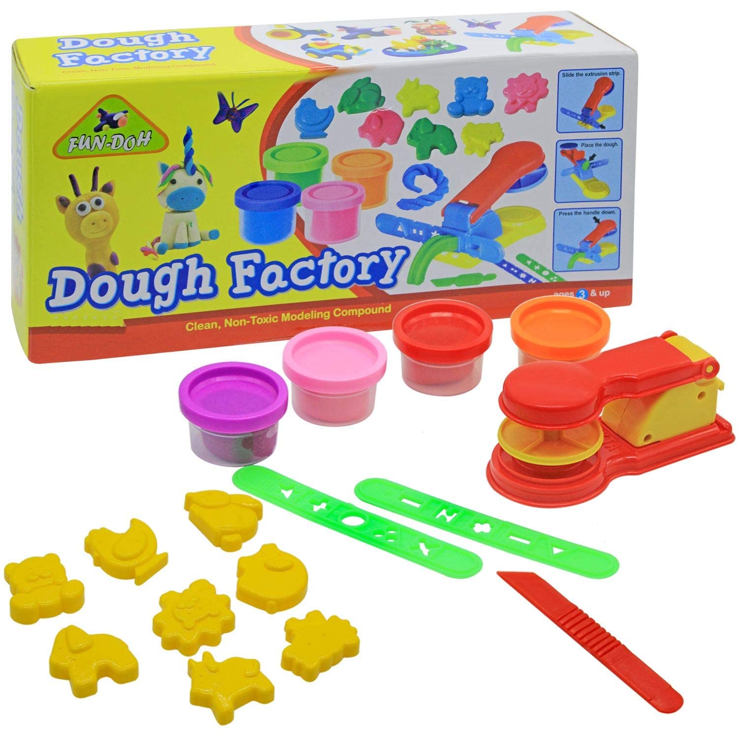 Bhavik Traders Fun-Doh Dough Factory | Non-Toxic Art & Craft Modeling Clay Compound Kit for Kids