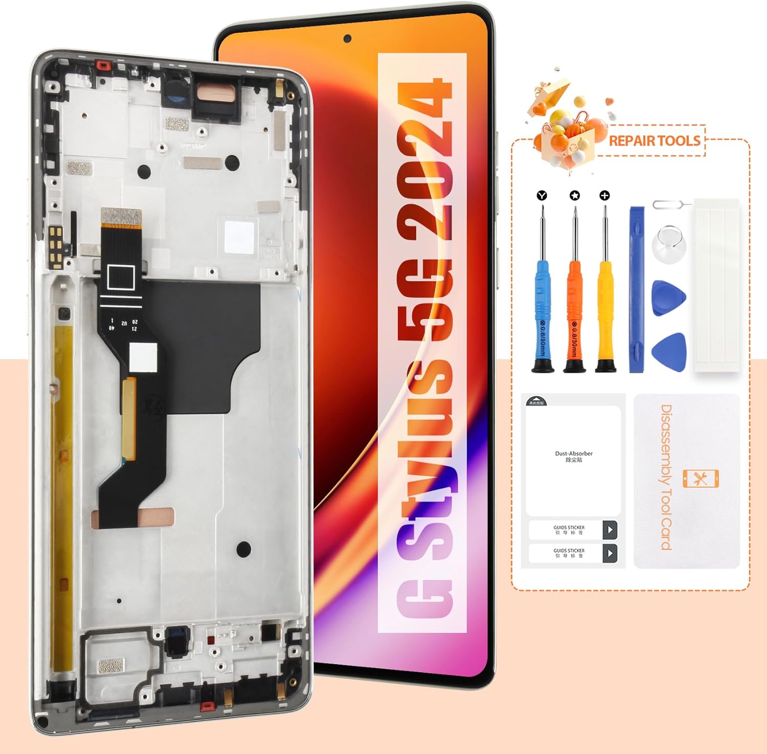 Screen for Motorola Moto G Stylus 5G 2024 Screen Replacement for Moto G Stylus 5G 2024 LCD Screen XT2419-2 Touch Display Digitizer Assembly Repair Parts with Frame (Black)