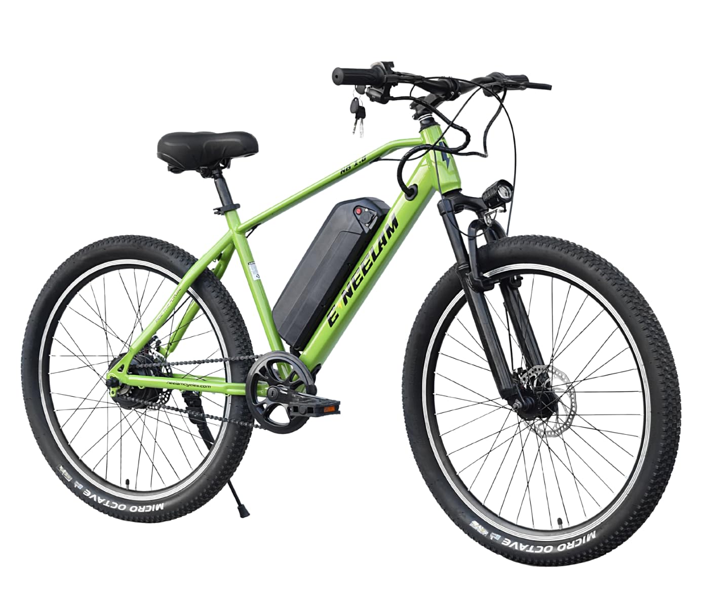 Neelam E Bull FIRE Unisex Electric Bicycle T-27.5" High Tensile Steel Frame|Disk Brake|Outer Battery 36V-250W|10.4AH|Suspension Fork|Battery Indication Display|Saddle with MemoryFoam Color-Dark Grey-image-41