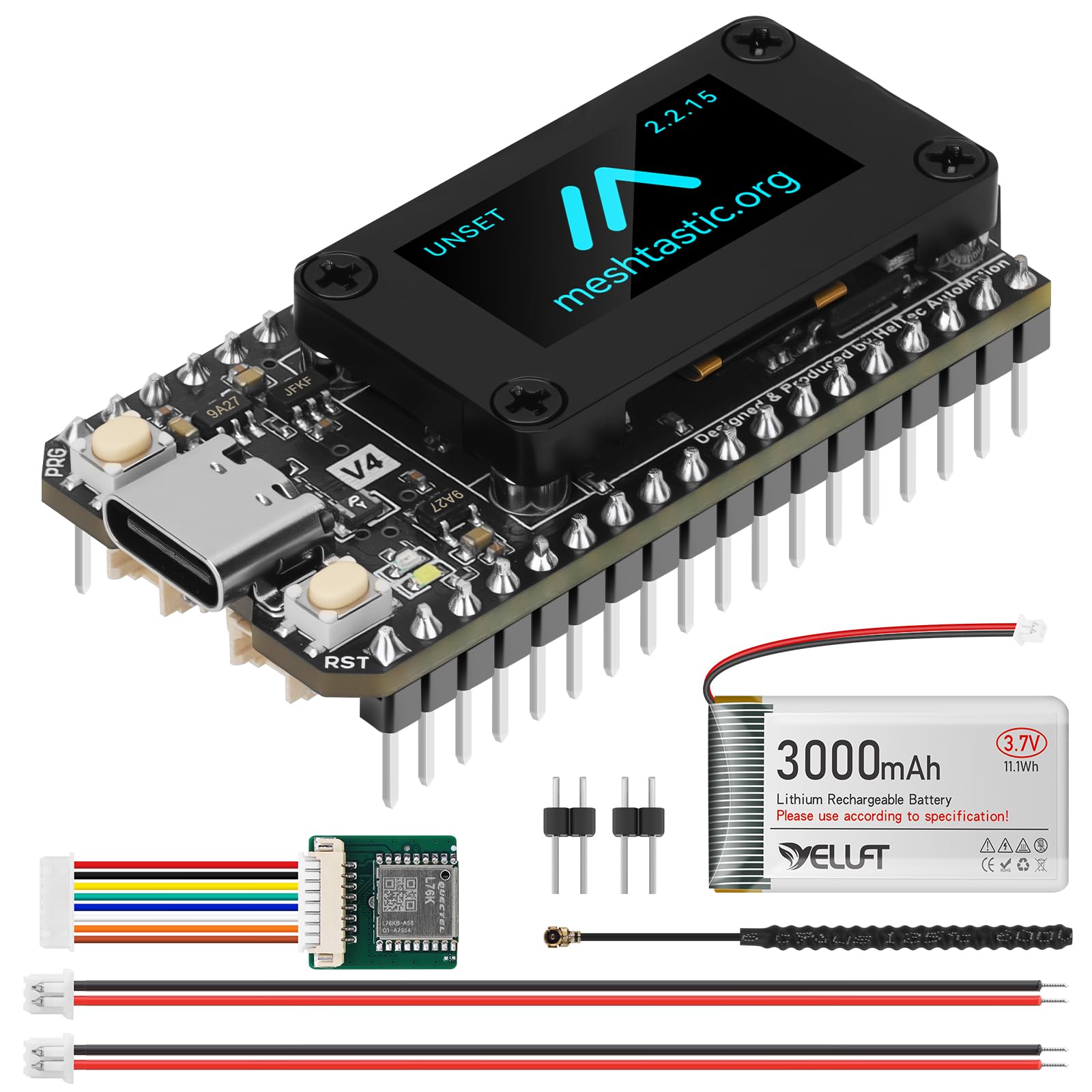 1 scheda di sviluppo pre-saldata ESP32 LoRa V4 con modulo GNSS, batteria da 3000 mAh, WLAN integrato Bluetooth SX1262 868 MHz LoRa, display OLED da 0,96 pollici, interfaccia USB-C per tastiera