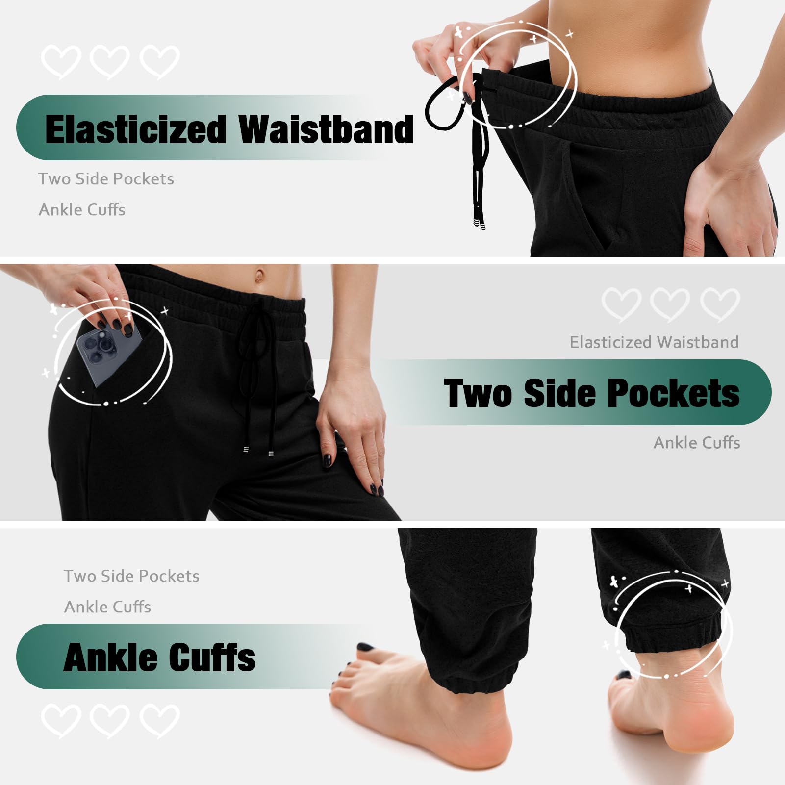 Walifrey Womens Joggers with Pockets, Drawstring Sweatpants Women for Lounging Jogging Workout and Gym