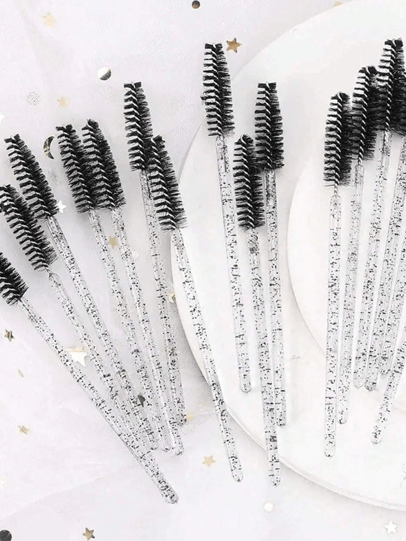100 varitas desechables para rímel, cepillos de pestañas de cerdas de nailon, extensor de cejas, con mango de plástico ABS (rosa) — view 2