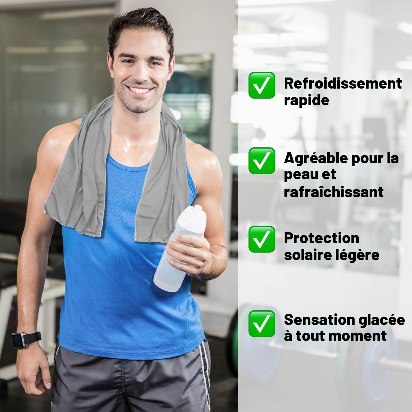 Serviette de Refroidissement, Serviettes Rafraîchissantes, Serviette Rafraîchissante, Serviettes de Sport, Serviette Rafraîchir Cou pour Fitness Randonnée Camping Course Tennis Voyages Yoga Golf (F)