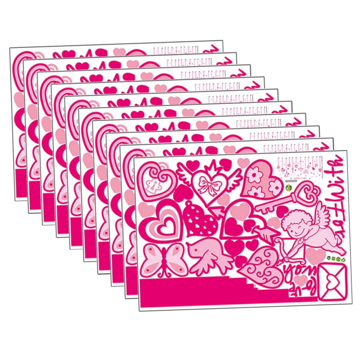 Autocollants muraux de cœur sans colle stickers amovibles et réutilisables Saint-Valentin