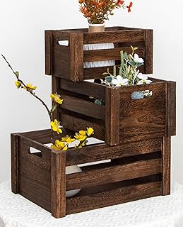 Large Vintage Black Wooden Crates For DispalyWood Crates With Handles,Ru...