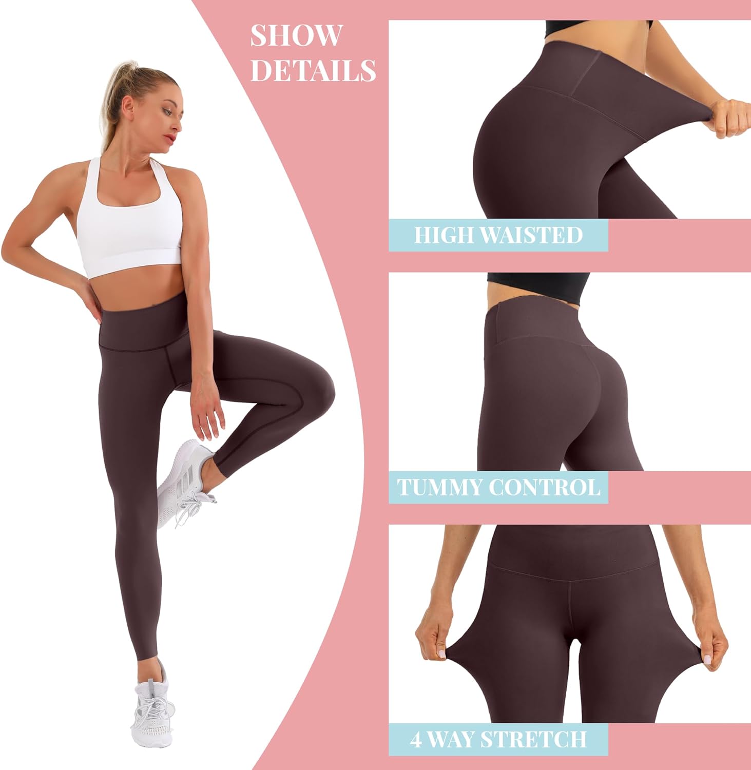 High Waisted Leggings for Women with Pockets-Tummy Control Workout Yoga Pants for Lounge Workout Athletic Running - Image 4