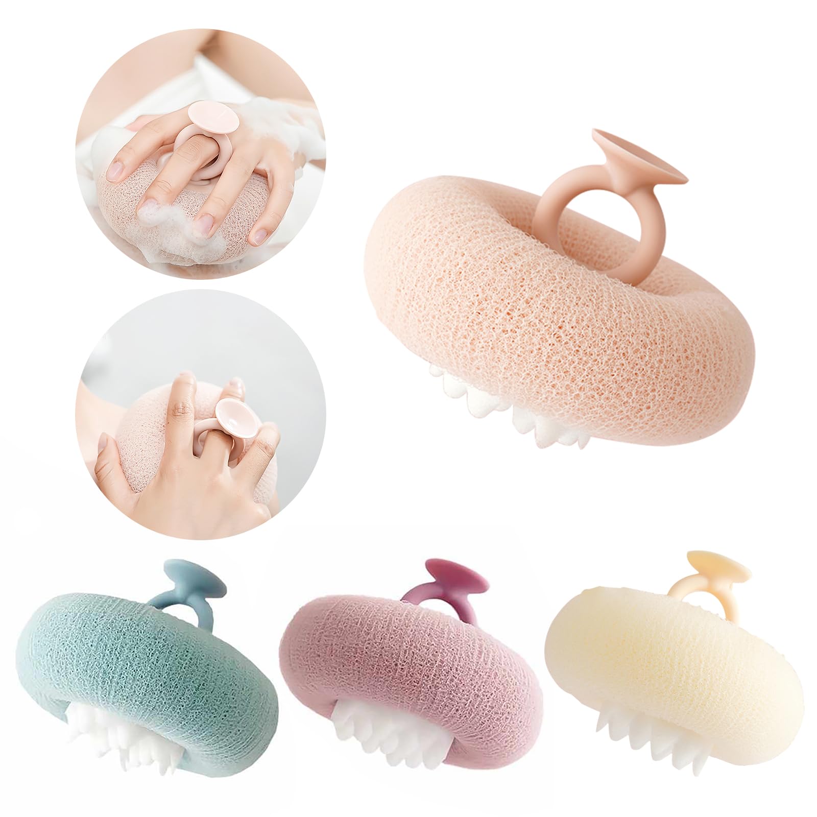 2-in-1 Sunflower Shower Sponge with Suction Cup | Exfoliating Bath Sponge for Soft Skin | Hypoallergenic & Eco-Friendly Body Scrubber for Spa-Like