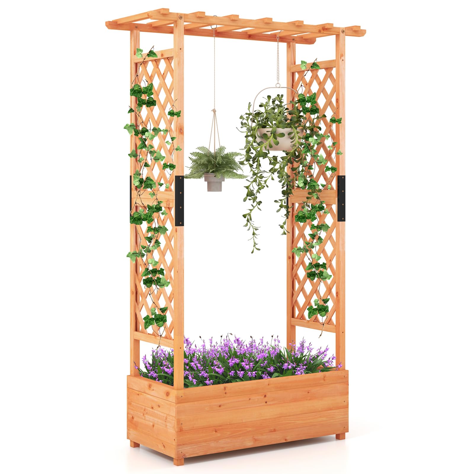 Giantexuk Orange Raised Garden Bed With Arch Trellis (, 110X44x180cm)