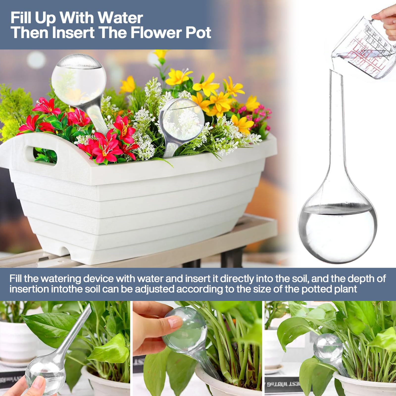 12 Pièces Boules d'Irrigation pour Plantes,Plante Arrosage Goutte à Goutte Automatique,Transparent Distributeur Eau Plante, Système Bulbes D'Arrosage pour Plantes D'Intérieur et D'Extérieur
