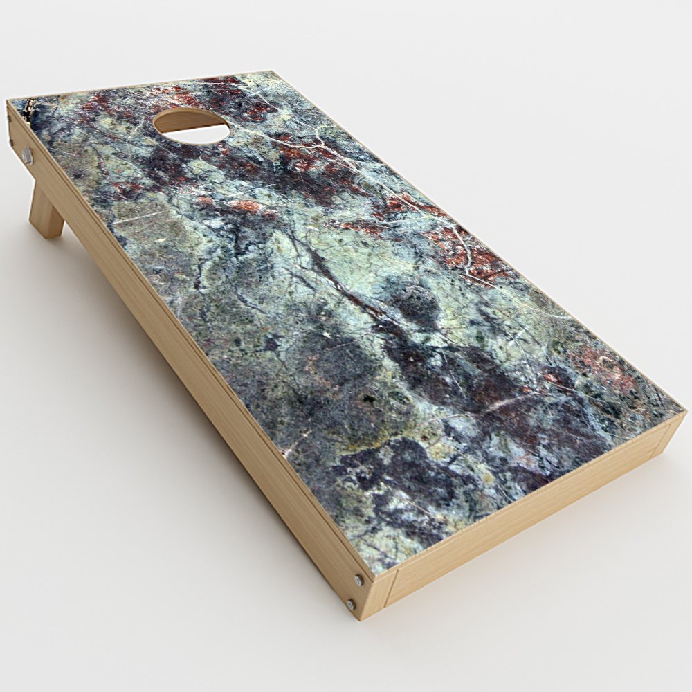 Skin Decal Vinyl Wrap for Cornhole Game Board Bag Toss (2xpcs.) Skins Stickers Cover/Rough Marble Grey Red Blue Granite