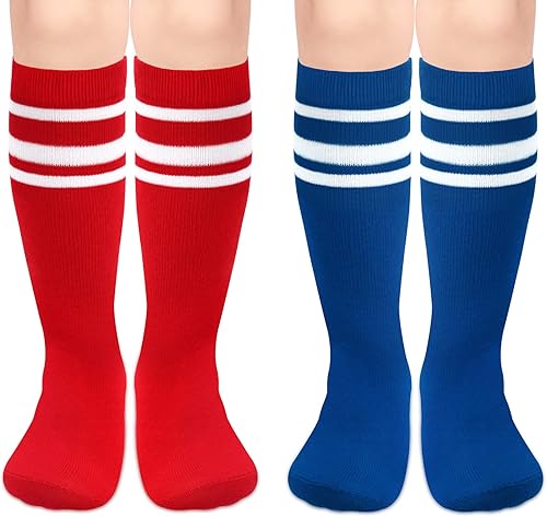 Calcetines de fútbol para niños, calcetines de fútbol para niñas, calcetines de fútbol para niños, calcetines de tubo con rayas para niños pequeños