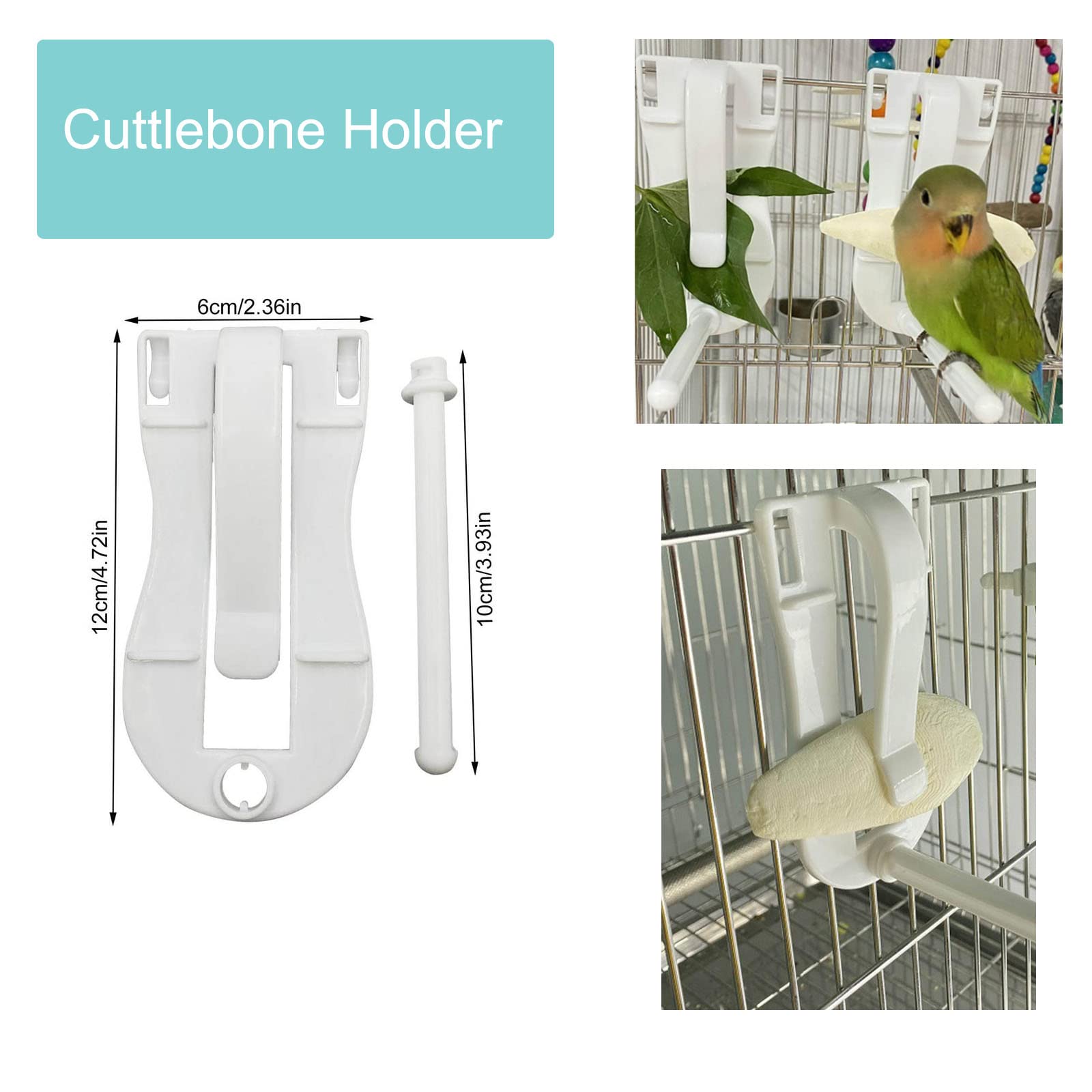 NentMent 2 Pack Cuttlebone Holder for Birds Cage with Perches Stand Cuttlefish Cuddle Bones Feeder Clip for Parakeet Cockatiel Budgie Sharp Beaks - image 2