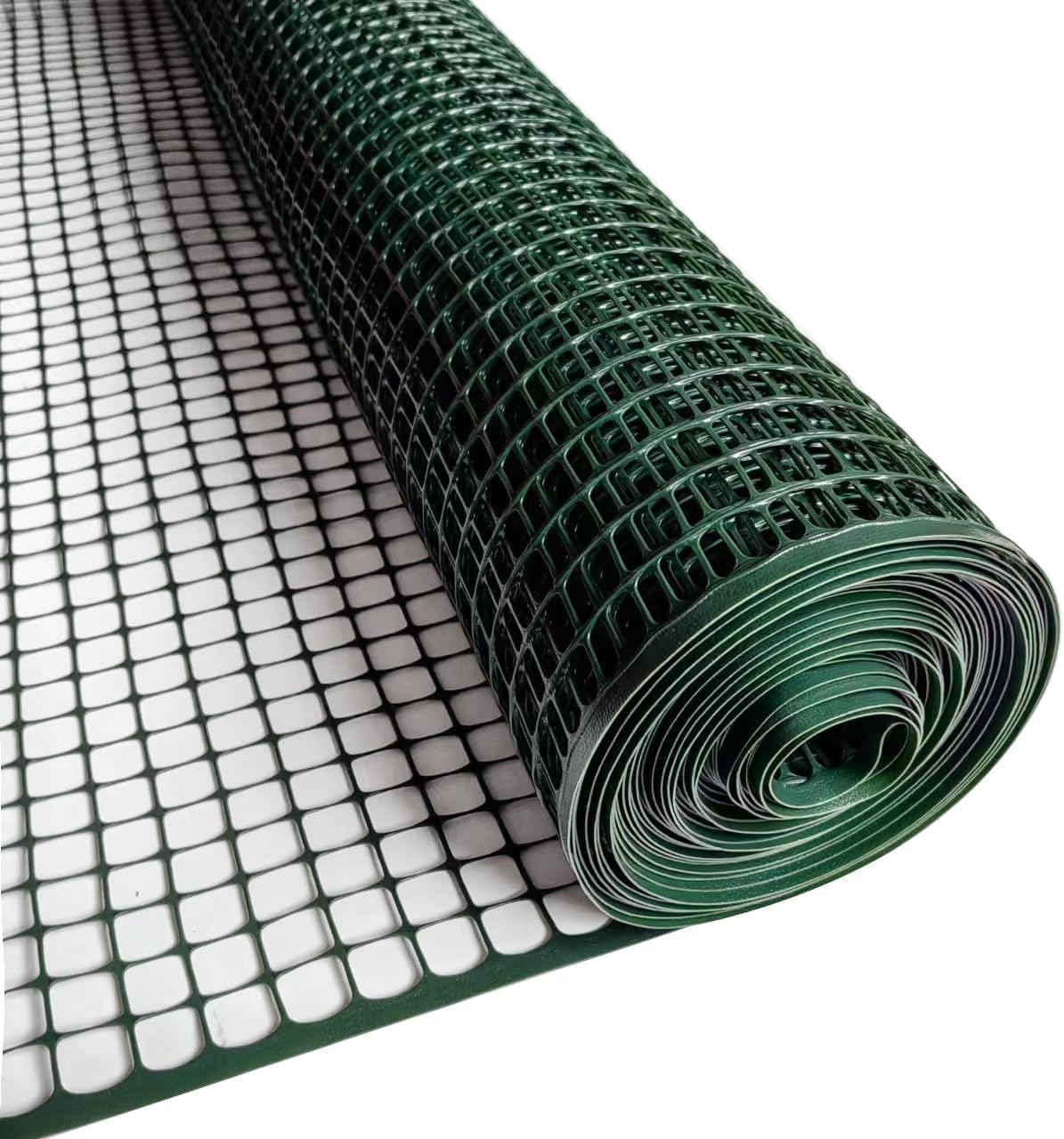 PotatoLife Plastic Hardware Mesh Netting, Garden Netting, Temporary Fence, Tree Guards, Safety Net for Balcony, Deck, Stair Railing, Animal Barrier, Poultry, Deer, with 50 Zip Ties, 40'' x 25', Green