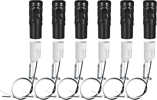 uxcell Juego de 6 fundas para portalámparas E14 con alambre de 3 pulgadas de alto, color blanco