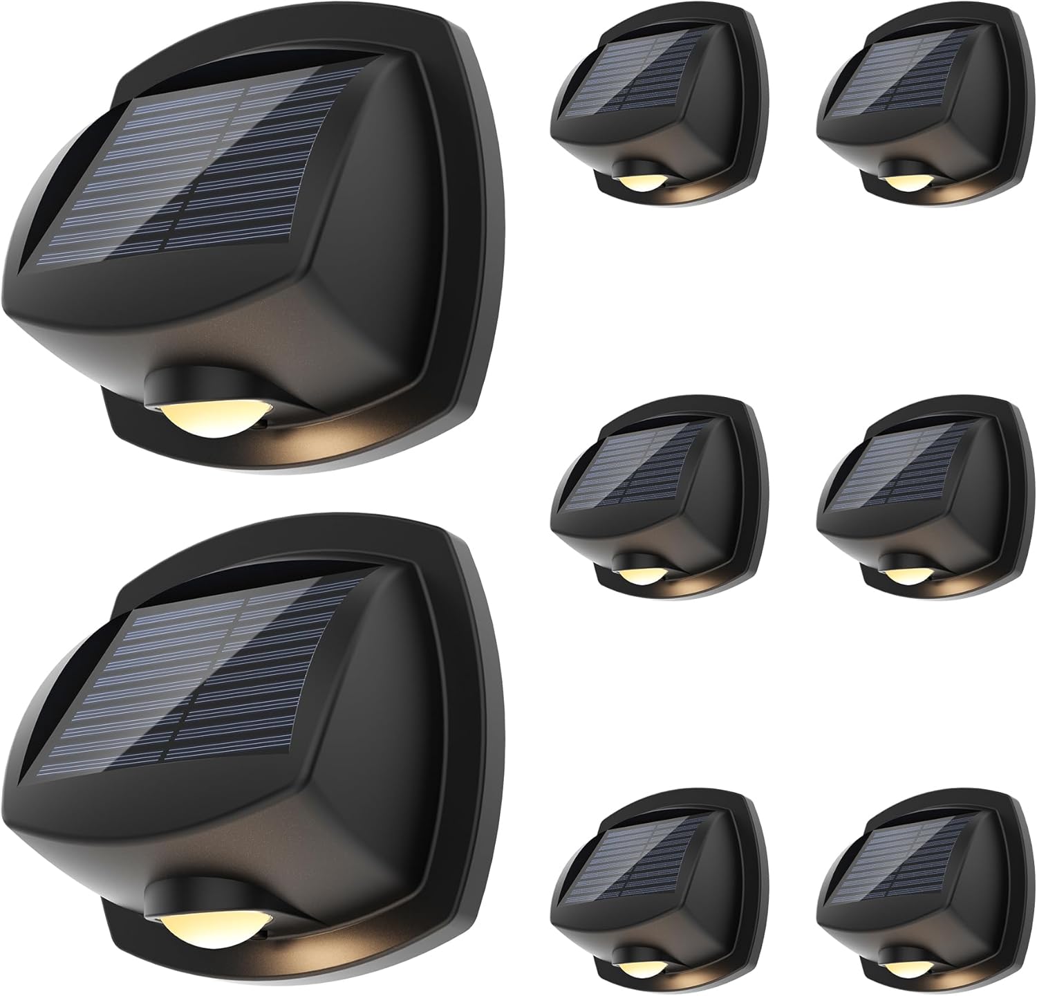 SOLPEX Solar Lights Outdoor Waterproof IP65, Solar Stair Lights Outdoor for Fence, Deck, Step, Dual Color LED 3 Lighting Modes House Wall Light for Porch, Backyard, Fence, Garden Decor-8 Pack