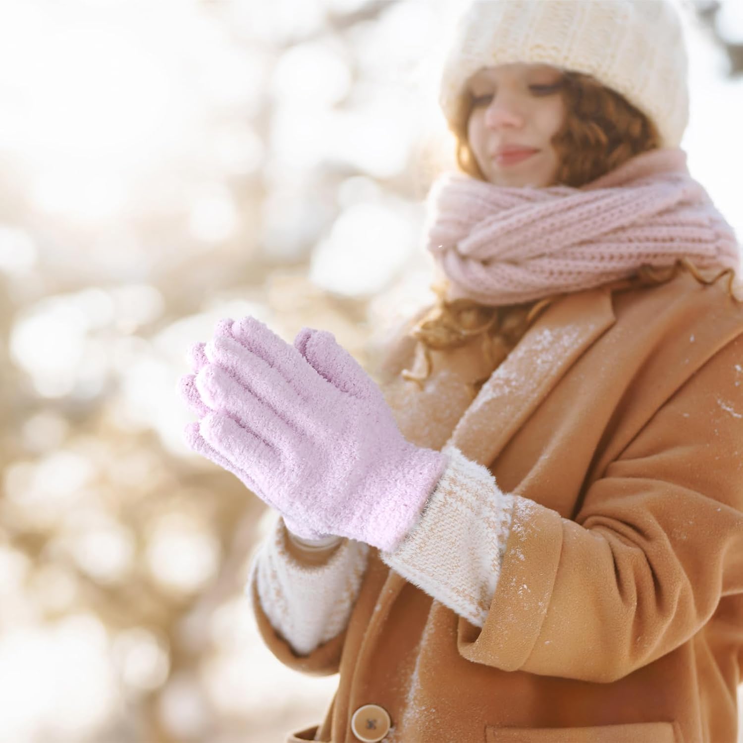 Berlune 6 Pairs Pastel Women Fuzzy Gloves Winter Warm Fluffy Faux Gloves for Women Girls Cozy Cute Christmas Holiday Winter Gift - Image 4