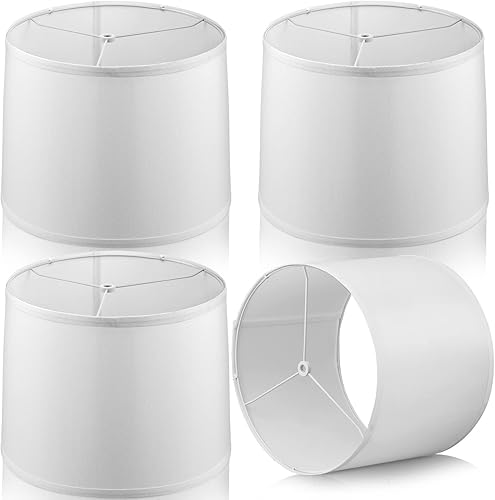 Miniatura 1 de Pantalla de lino natural de 11.6 pulgadas superior x 12.6 pulgadas inferior x 9.8 pulgadas de alto, pantalla de tela clásica para lámpara de mesa,