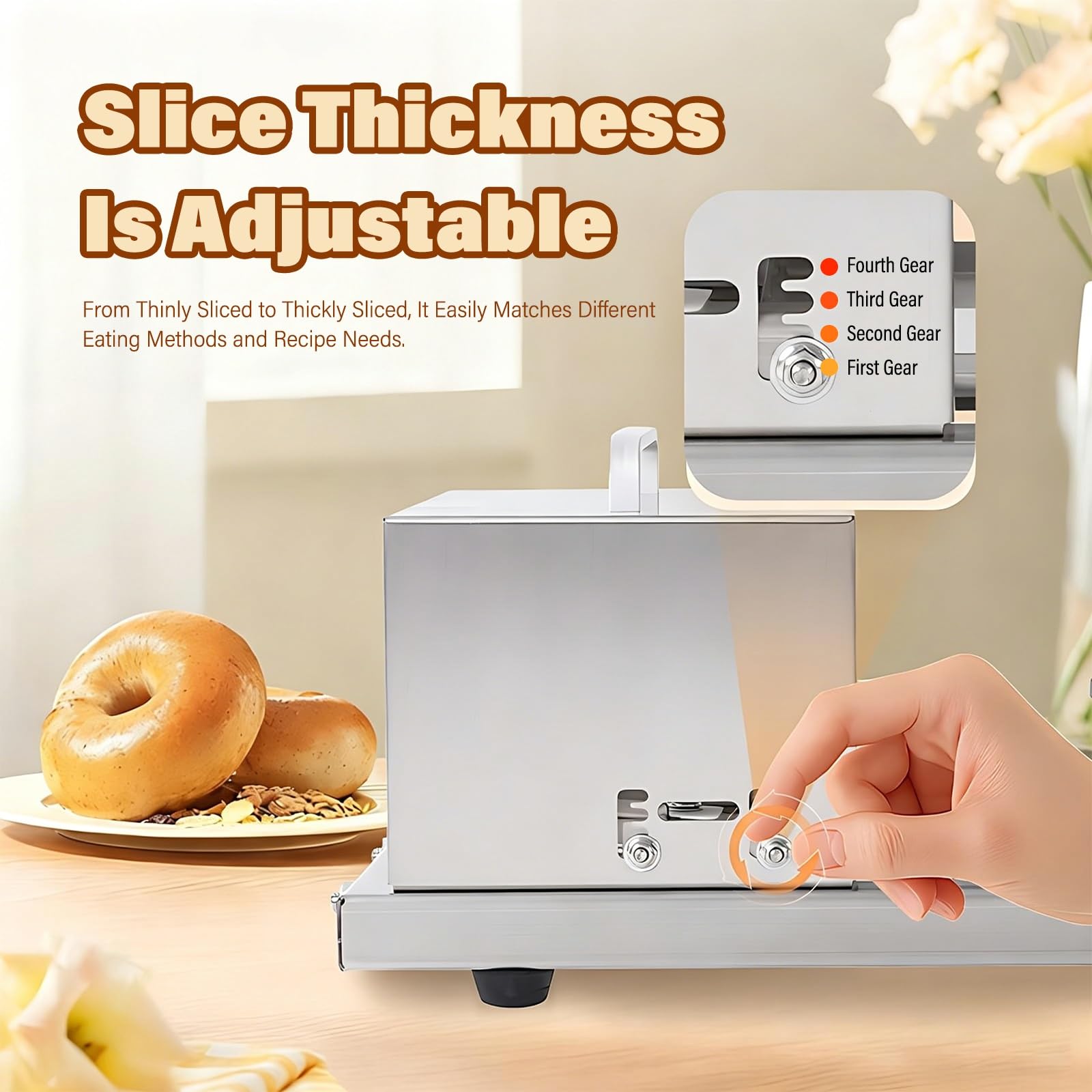Manuelle Brotschneidemaschine Mit Edelstahlklingen Und Ersatzklinge Für Gleichmäßige, Präzise Brotscheiben - Perfect Für Bagels Und Brötchen