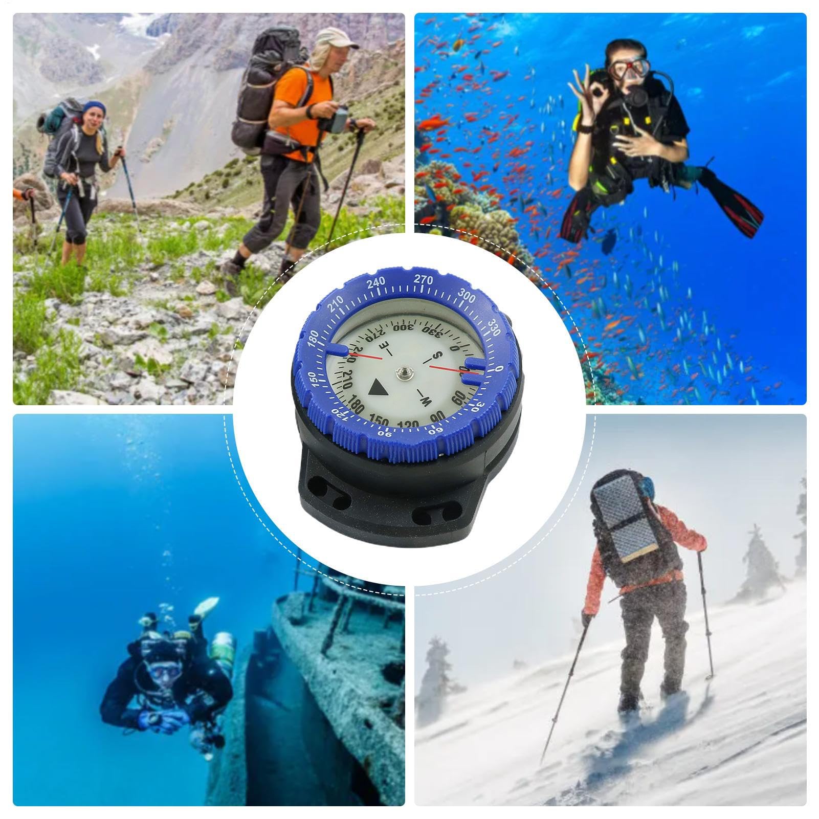 Kompas nurkowy – wodoodporny podwodny kompas do nurkowania z liną, świecący z bocznym oknem, akcesoria do łatwej nawigacji