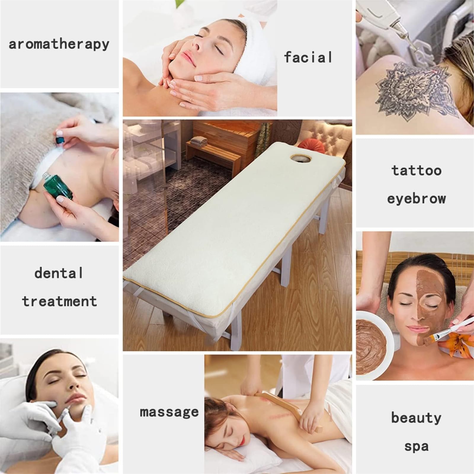 Surmatelas En Peluche Pour Table De Massage Lash Bed Topper Protège-Matelas Rembourrage De Lit Spa Avec Bandes Élastiques Couvre Matelas En Mousse À Mémoire Forme Pour Lit De Salon Beauté,01,60*180cm