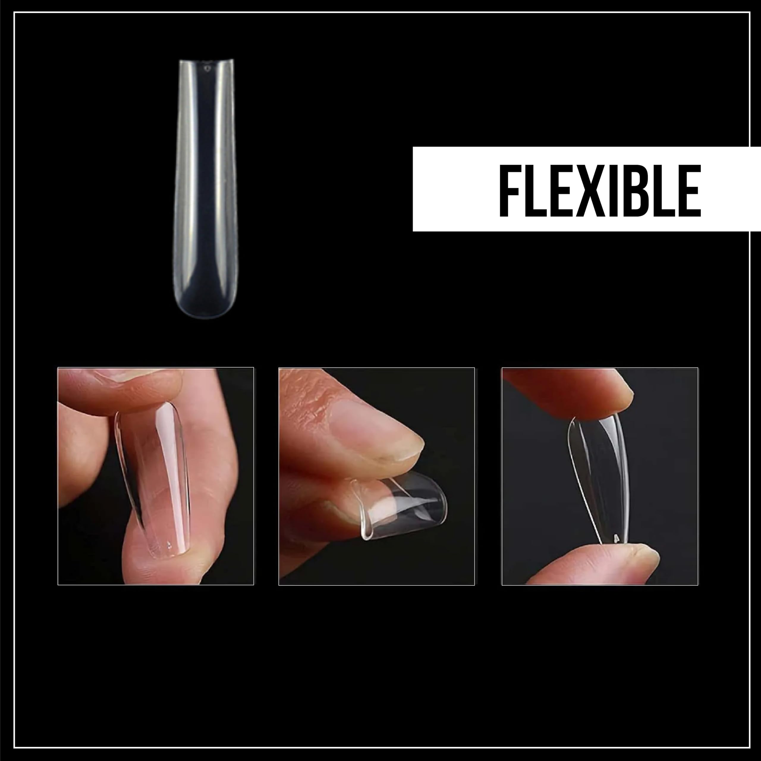 Nail Gel-X Natural Square XXL Tips Set - NeVi USA Premium Quality, 240 Tips in 10 Sizes - Complete DIY Nail Extension Kit | No Size 00 Included #5 and #6 Are Double Quantity