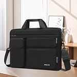 MOSISO Laptop Shoulder Bag 15.6 inch, 15-15.6 inch Computer Bag Compatible with MacBook Pro 16 inch, HP, Dell, Lenovo, Notebook with 2 Raised&1 Flapover&1 Horizontal Pocket&Handle&Belt, Black