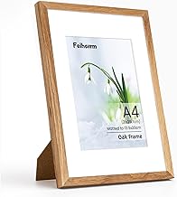 A4 Frame, Solid Oak Wood A4 (21x 30 cm) Certificates Documents Frames, A4 Picture Frame with Mount for A5 Prints, A4 Poster Frames with Tempered Glass, Vertical & Horizontal Wall Hanging