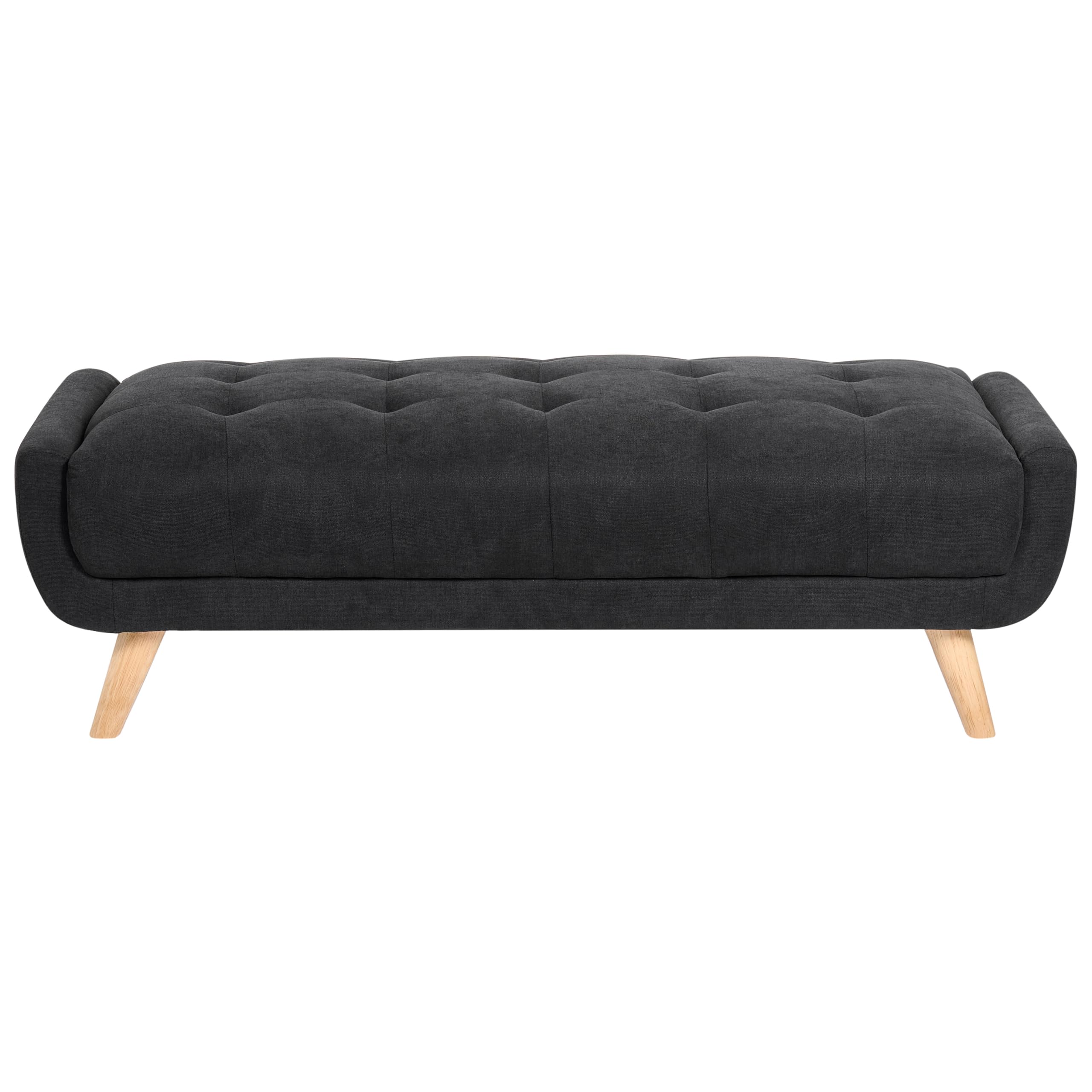 Beliani Otomana Rectangular tapizado de Tela con Patas de Madera Estilo Retro Negro Habo