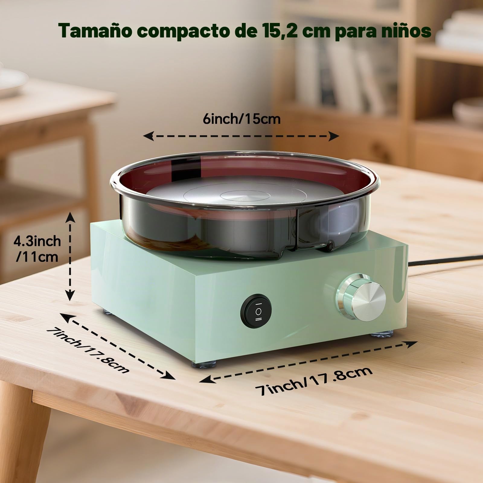Kit de Torno de Cerámica Mini – Plataforma de 6" con Rotación en Dos Sentidos, Rueda de Arcilla, Estructura Metálica y Bandeja Extraíble, Incluye 18 Herramientas de Escultura para Principiante