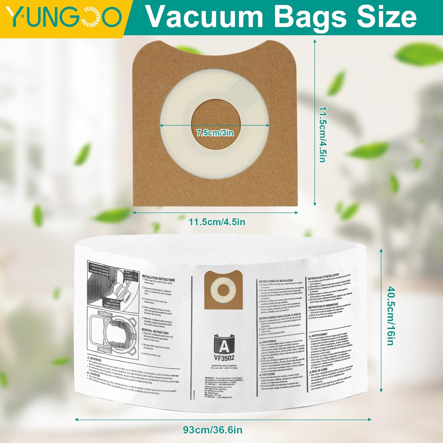 12 Pack VF3502 Vacuum Bags Compatible with Rigid Shop Vac Bags 12-16 Gallon Wet Dry Vacuums, Replacement Dust Filter Bags for HD1200, HD1400, HD1600, WD12701, WD1450, WD1680, Type A, Part# 23743