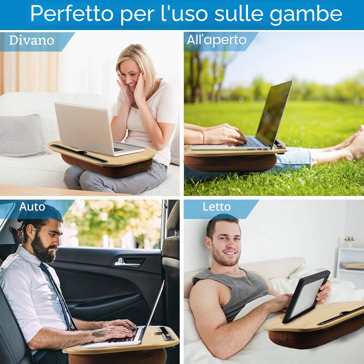 VLOXO Supporto per Laptop Portatile con Cuscino, Vassoio per Divano letto Multifunzionale Fessura Supporto per Tablet con Striscia Antiscivolo per dell'home office da utilizzare Laptop Fino a 14"