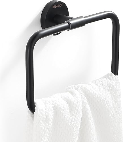 Miniatura 6 de Toallero de mano con anillo de toalla cromado, para baño, montado en la pared, soporte cuadrado para toallas de baño, latón, serie Leo 077050-CR