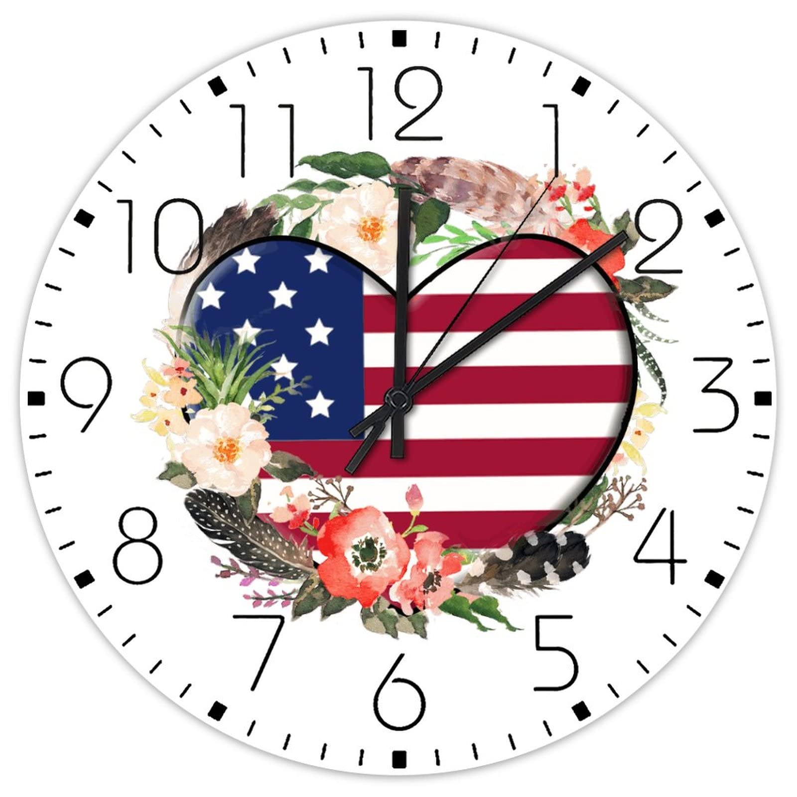 Horloge murale en bois 4 juillet drapeau américain vintage pour café et hôtel