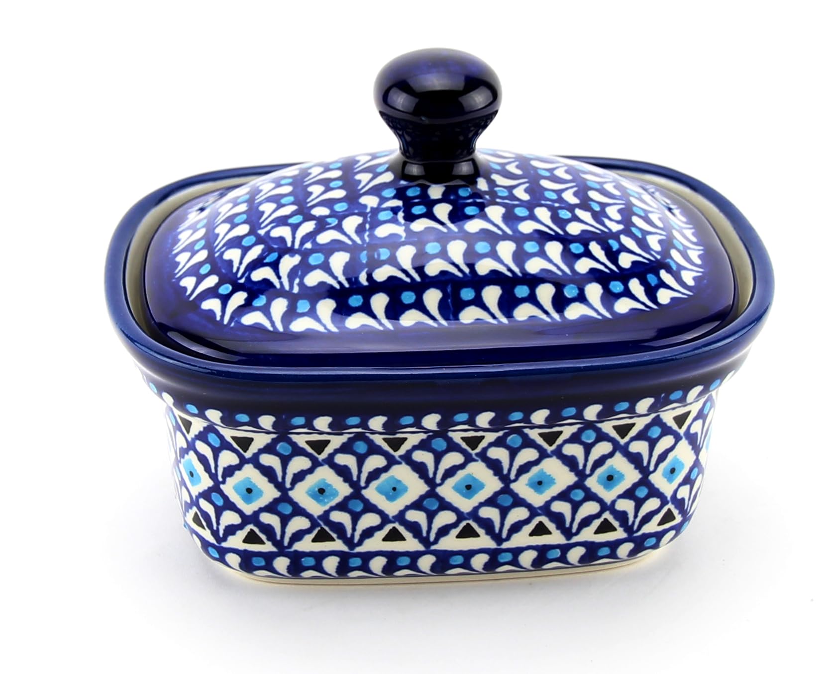 Polish Pottery Market Butter Dish with Lid, 5.75