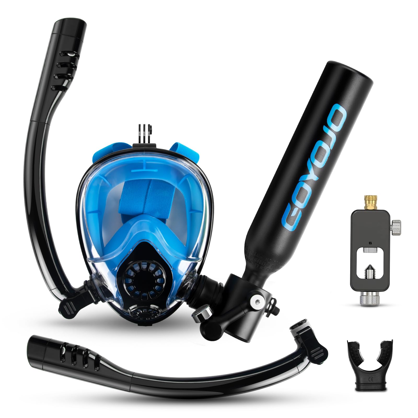 GOYOJO Lung Tank Sub Mask- Mini Scuba Tank and Snorkel Mask Combo, 0.5L Portable Scuba Gear with 6-10 Mins of Underwater Breathing, Underwater Breath System