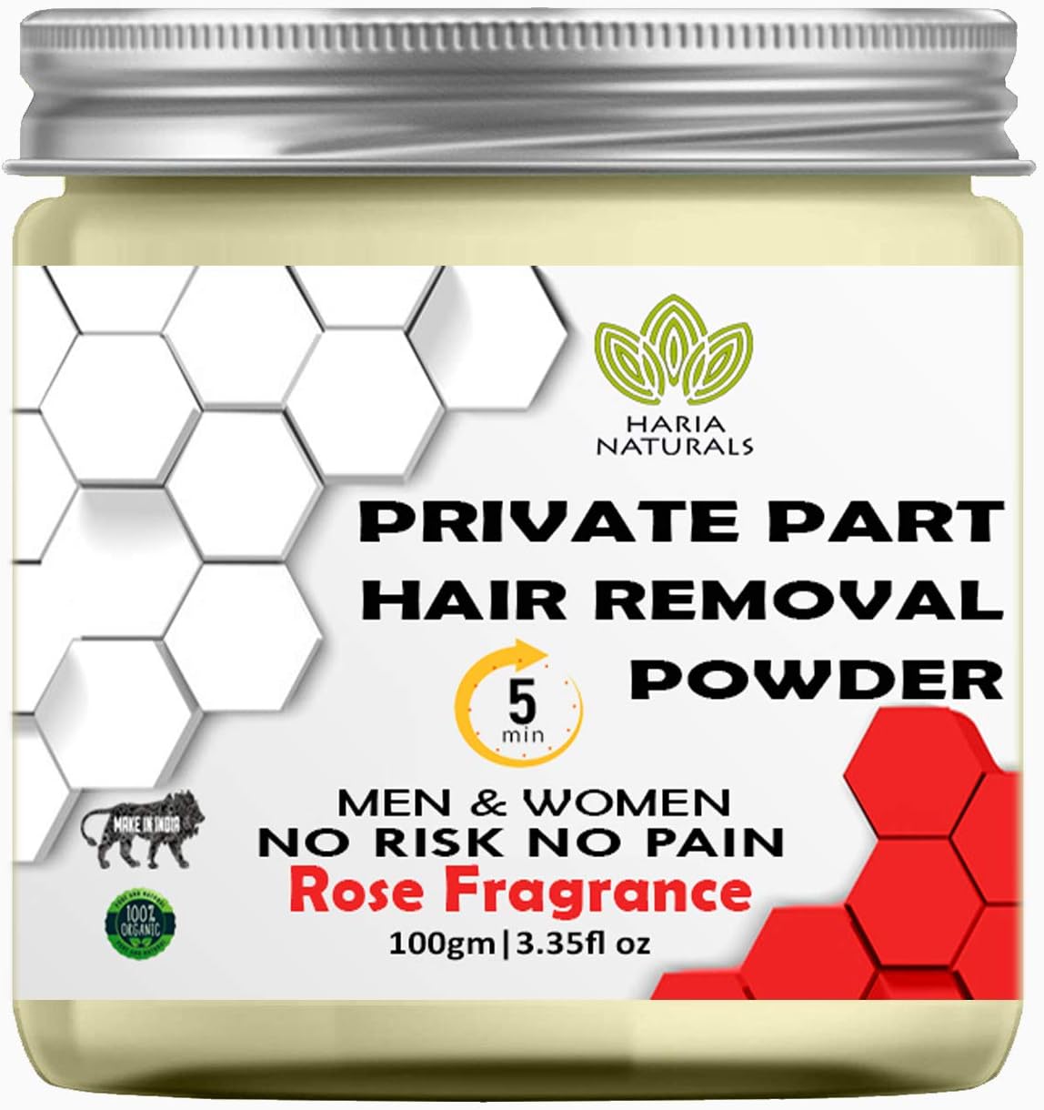 Hair Removal Powder (RoseMary Fragrance) Specially For Private Part (For Easy Hair Removal No Risk No Pain) Men & Women 100 gms