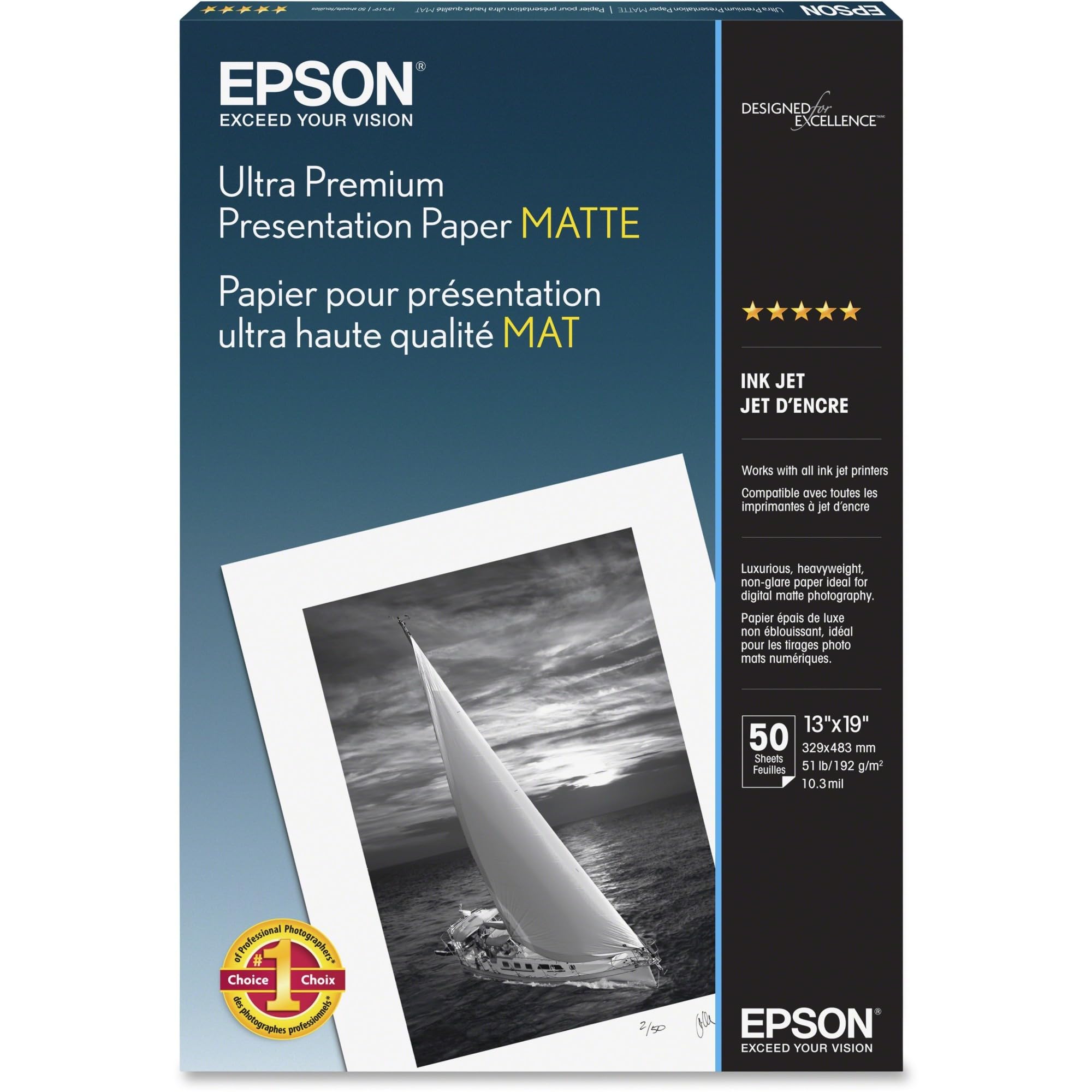 Epson Ultra Premium Presentation Paper MATTE (13x19 Inches, 50