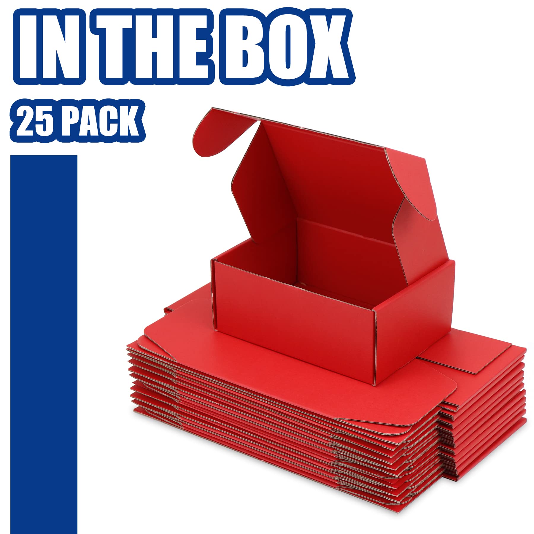 Paquete de 25 cajas de envío, 8 x 6 x 3 pulgadas, caja de cartón corrugado pequeña para envíos de negocios, regalos, decoraciones, papel kraft marrón (rojo)