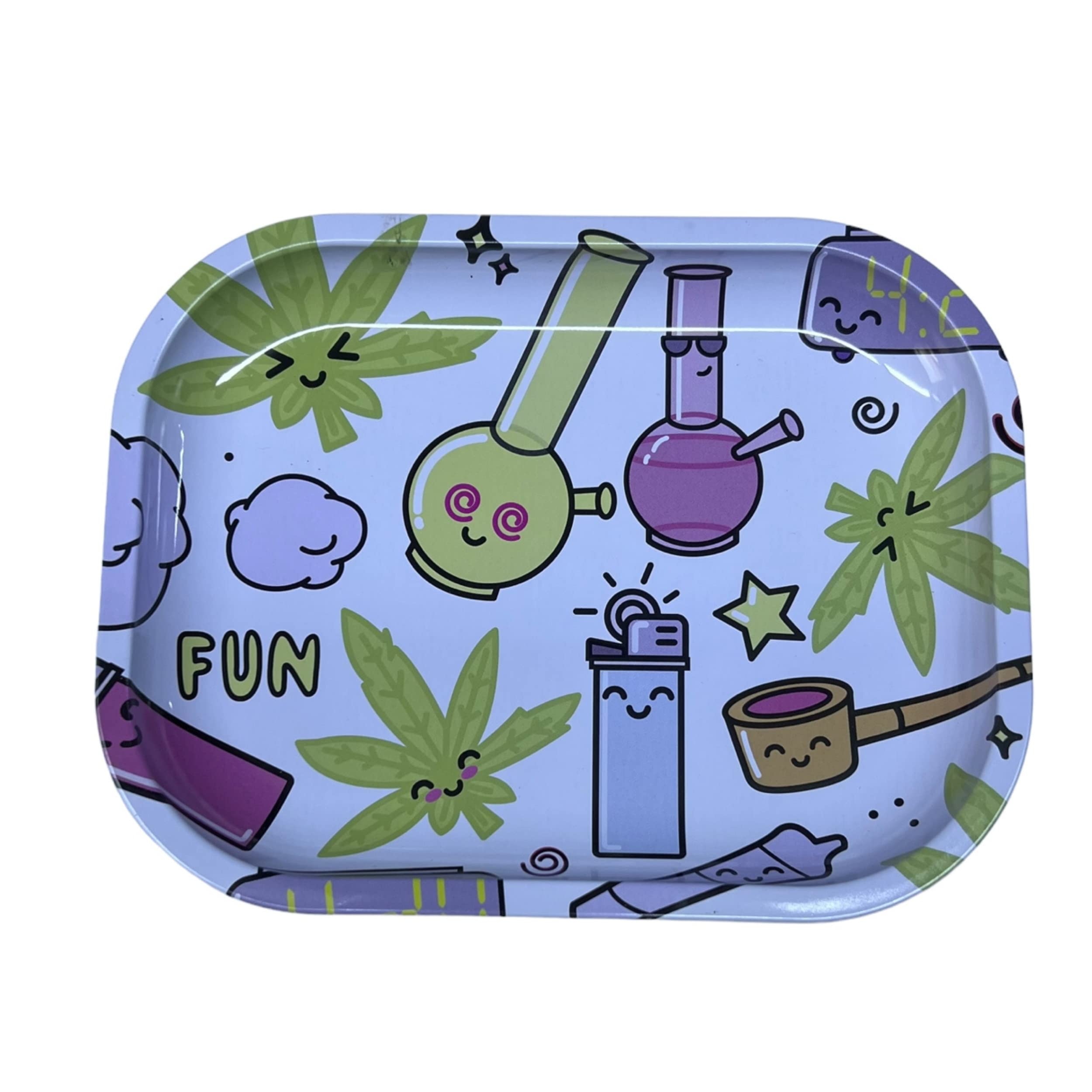 Glamified , Glam Fun Cartoon Glamified Metal Rolling Tray For Smoking & Tobacco - (Fun Cartoon) Design, Portable Herb Accessories Tray With Curved Edges, Easy To Clean Rolling Station For Papers, Filters & Supplies