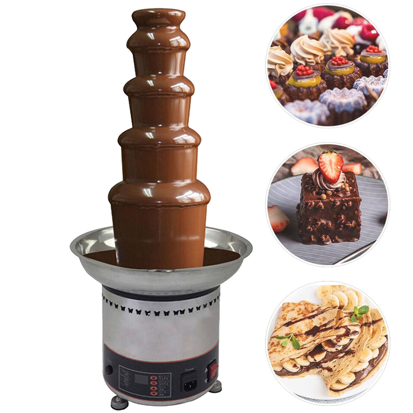 JKJZSALJ Electric Commercial Chocolate Fountain, Stainless Steel Melting Machine For Cheese, Bbq Sauce, Ranch, Sweet Treats, Fruits And Nuts,5Tier