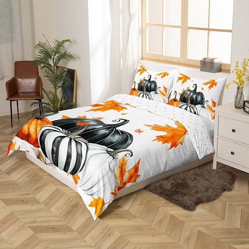 Miniatura 79 de Erosebridal Pumpkin Bedding Set King Size Thanksgiving Day Gifts Duvet Cover Autumn Harvest Comforter Cover Farm Maple Leaf Pumpkin Sunflower