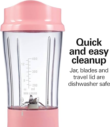 Miniatura 4 de Hamilton Beach - Batidora portátil para batidos y licuados con taza y tapa de viaje sin BPA de 14 onzas, cuchillas de acero inoxidable duraderas