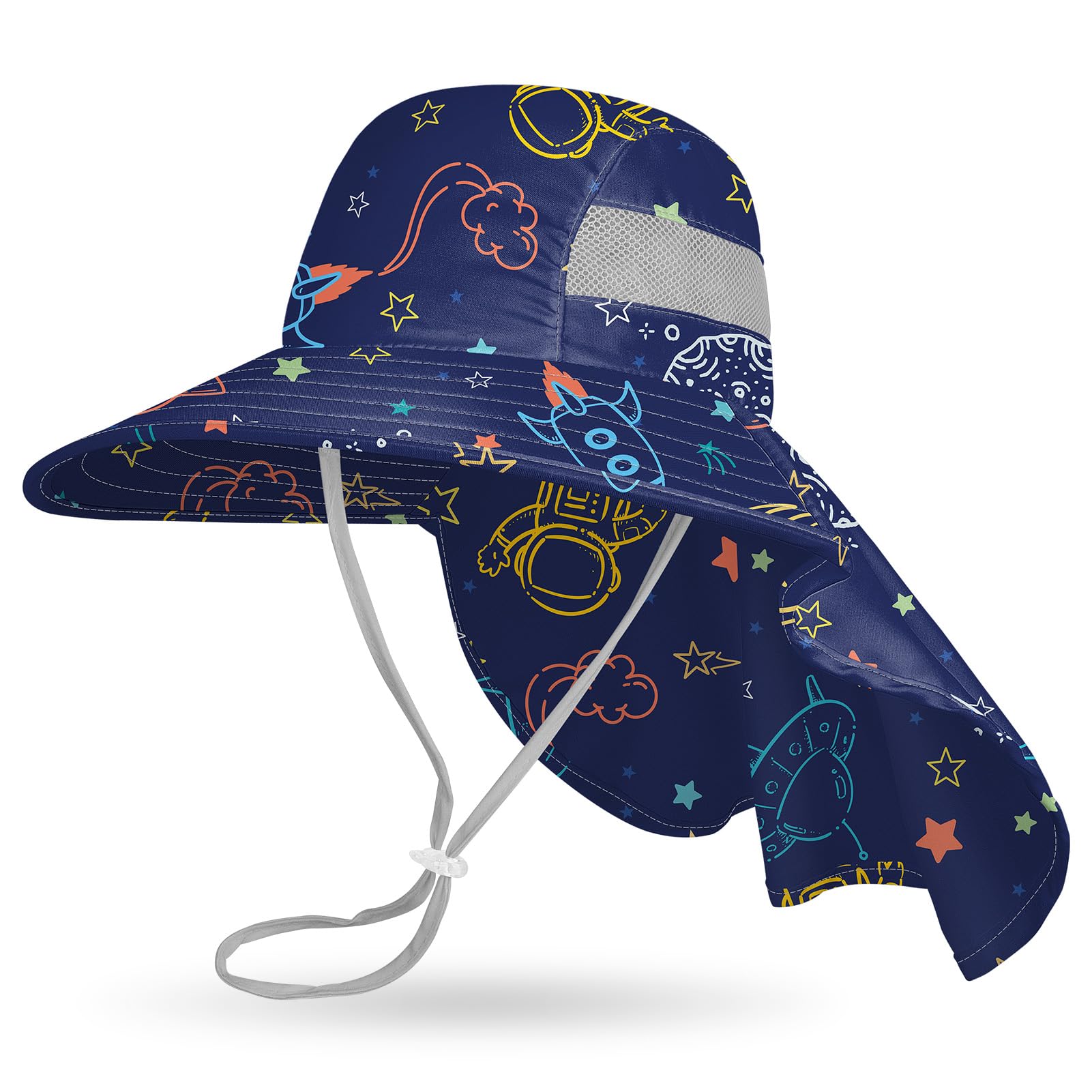 MHJY Kids Sun Hat Girls UV Protection Summer Hats Adjustable Beach Cap Unicorn Bucket Hats with Wide Brim Neck Flap for Toddlers 2-9 Years — view 13