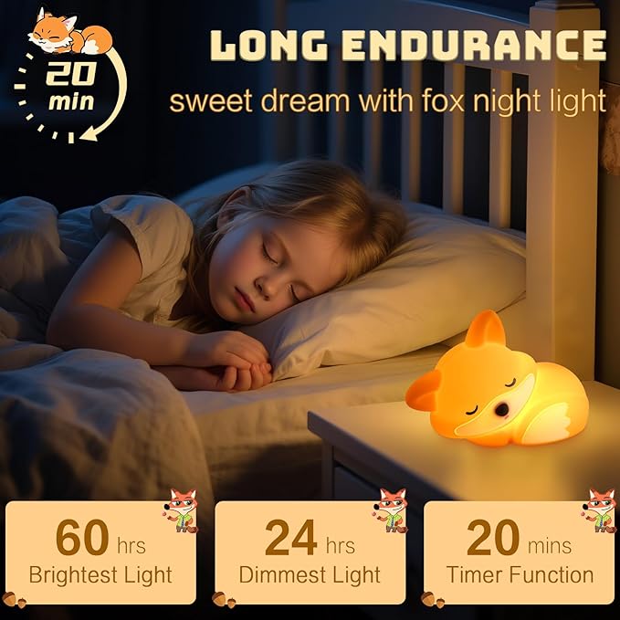 Lámpara de Mesa Infantil Zorro LED Recargable de Silicona miniatura 2